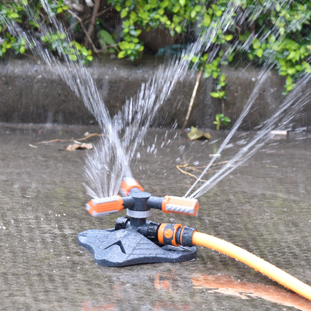 Adjustable 360° 3-Arm Rotating Sprinkler – Automatic Watering Nozzle for Lawn, Garden & Agricultural Irrigation
