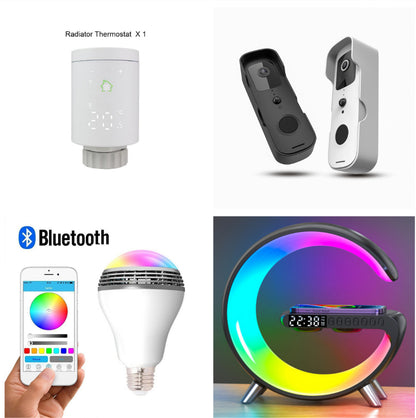 G Shaped LED Lamp Bluetooth Speake Wireless Charger Atmosphere Lamp App Control For Bedroom Home Decor