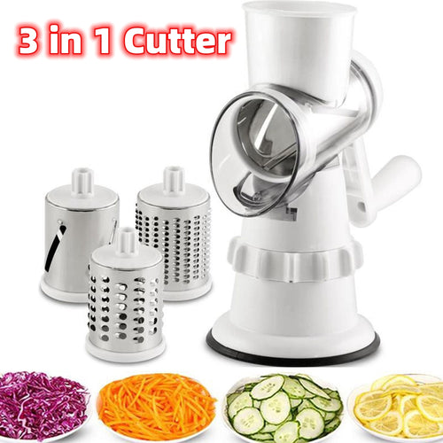 3-in-1 Manual Vegetable Slicer – Mandoline, Grater, Chopper & Shredder for Potatoes & Vegetables | Home Kitchen Gadget