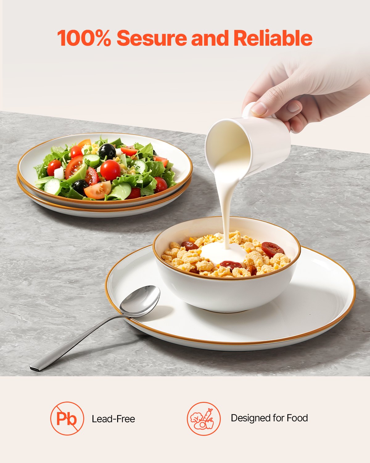 White Ceramic Dinnerware Set for 4 – Scratch-Resistant Round Plates & Bowls, Dishwasher & Microwave Safe, Perfect for Dessert, Salad, Soup, or Pasta
