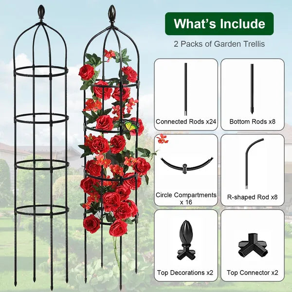 2 Packs Garden Obelisk Trellis 5.9FT Plants Tower For Climbing Plants Flower Vegetable Vine